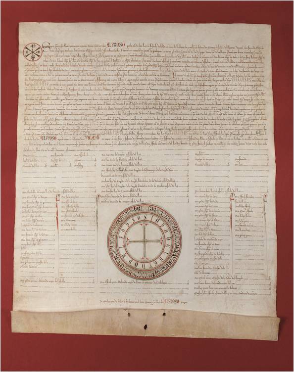 Privilegio rodado de Alfonso X El Sabio, 1261. Contiene el privilegio fundacional de Alfonso VII de 1142